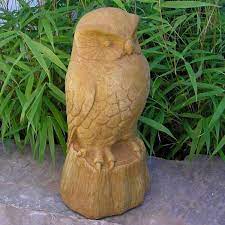 cast stone owl garden statue