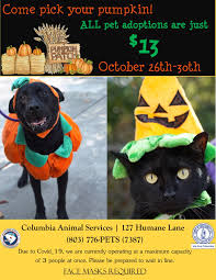 One adoption can have a ripple effect. Columbia Animal Services Pick Your Pumpkin Pet Adoption Event