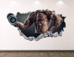 Gym Wall Decal Weights 3d Smashed Wall