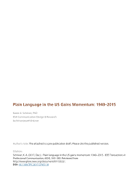 Pdf Plain Language In The Us Gains Momentum 1940 2015