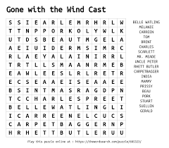 word search on gone with the wind cast