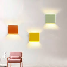 Yellow Green Square Led Wall Sconce