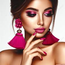 beautiful model with pink fuchsia