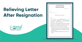 relieving letter after resignation