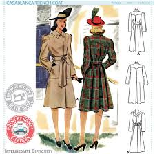 E Pattern 1940s Casablanca Trench Coat
