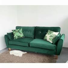 green 2 seater velvet living room sofa