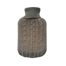 cabea clear hot water bottle with linen white knit cover color linen white