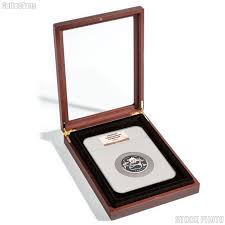 glass top wooden coin display case box