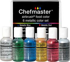 Super gold metallic dust by rolkem 10ml. Chefmaster Metallic Airbrush Kit Airbrush Food Coloring 6 Pack Vibrant Highly Pigmented Sheen Fade Resistant Works With Any Airbrush Tool Achieve Amazing Effects Designs Amazon Com Grocery Gourmet Food