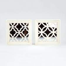 White Ogee Patterned Mirror Small