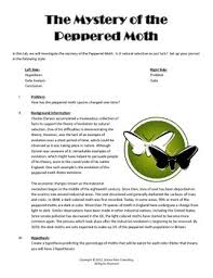 If the cutouts represented moths, what moth coloration is best adapted for a dark (newspaper) background? Peppered Moths Worksheets Teaching Resources Tpt