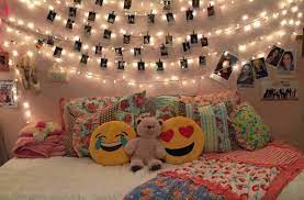 bedroom with beautiful le lights