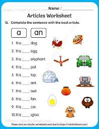 articles worksheet for grade 2 2 your