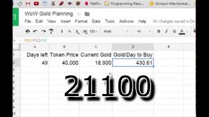 Using Google Sheets To Track Wow Gold Goals Wow Token