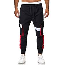 Wocachi Mens Joggers Pants Color Block Patchwork Sports Side Stripe Active Gym Running Street Style Workout Sweatpants