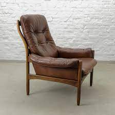 Vintage leather lounge relax arm chair handmade genuine leather butterfly chair. Scandinavian Design Chestnut Leather Lounge Chair By G Mobel Sweden 1960s 87443