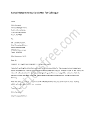 Recommendation Letter For Colleague Letters Of Recommendation
