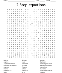 2 Step Equations Word Search Wordmint