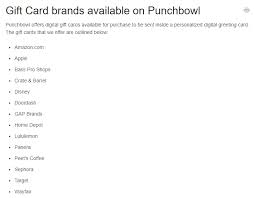 Maybe you would like to learn more about one of these? Does Punchbowl Accept Gift Cards Or E Gift Cards Knoji