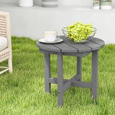 Costway Patio 18 Adirondack Round Side Table All Weather Hdpe End See Details Grey