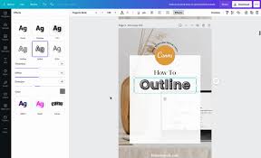 how to outline text in canva with just