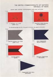 India Army Flags Lt General Staff Officers Area Commander Major General 1958