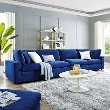 sofa velvet blue navy modern