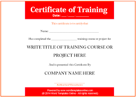 Training Certificate Templates Word