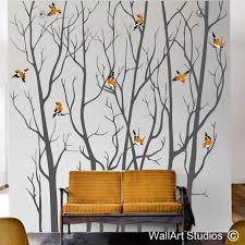 forest silhouette birds decal wall