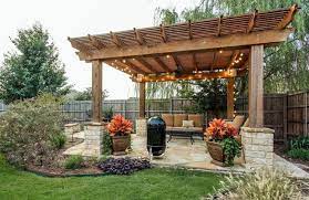 Backyard Pergola Flagstone Patio Pergola