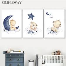 child nursery poster bear moon star