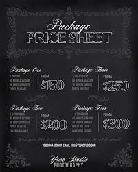 Photography Price List Chalkboard Photography Package