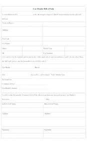 Printable Sample Vehicle Bill Of Sale Template Form