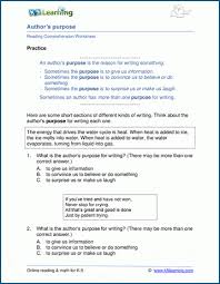 author s purpose worksheets k5 learning