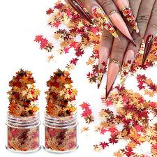 nail art holographic glitter fall maple