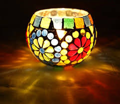 Hand Painted Design Glass Candle Holder