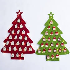 Christmas Tree Led Light New Year Gift Calendar Advent Countdown Ornament Xmas Decoration Felt Calendar Wall Hanging Supplies