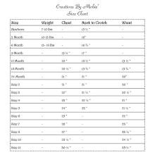 Size Chart Creations By Michie Baby Sewing Size Chart
