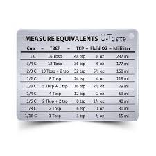 U Taste Professional Measurement Conversion Chart Refrigerator Magnet In 18 8 Stainless Steel Conversions For Cups Tablespoons Teaspoons Fluid Oz