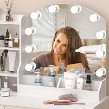 2 piece white makeup vanity desk set