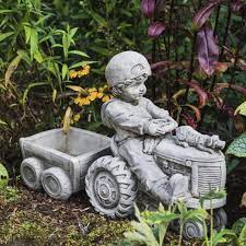 Discount Garden Statues Boy On Tractor