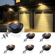 Amazon Com Solar Gutter Lights Newest 9 Led Outdoor Fence Light Waterproof Wall Lamps For Garden Patio Driveway Deck Stairs Yellow Light Pack Of 6 Garden Outdoor