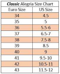 Alegrias Size Chart For European And Us Mens And Womens Sizes
