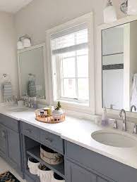 dark grey bathroom cabinet with white