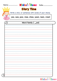 aw word family story writing worksheet