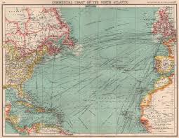North Atlantic Commercial Steamer Routes Telegraphsrailways Canals 1901 Map