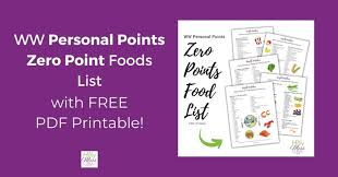 ww personal points zero points foods