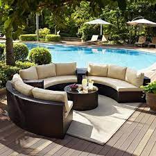Curved Poolside Wicker Sofa Set With Table