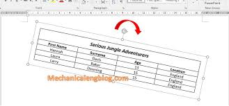 how to rotate table in word