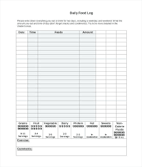 Printable Weekly Food Diary Template Cooling Log Templates